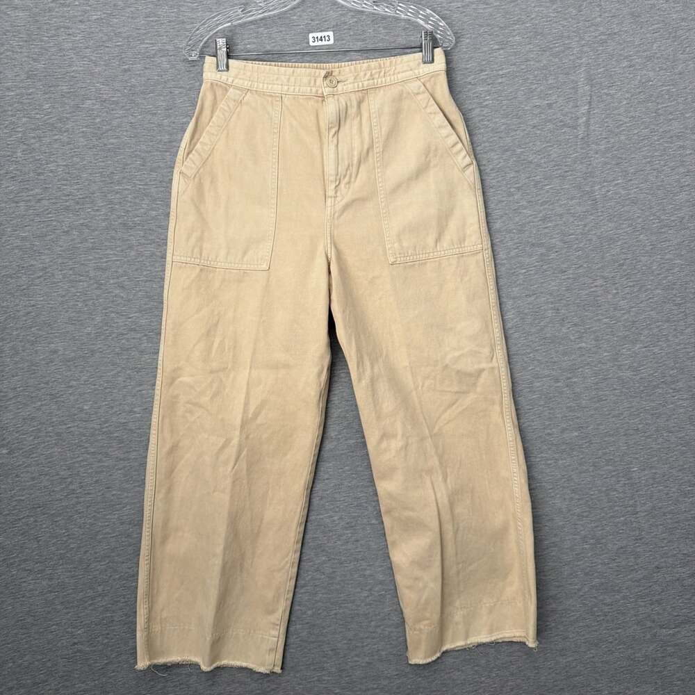 Uniqlo U Womens Size M Tan Beige Wide Leg High Rise Pants 28-29